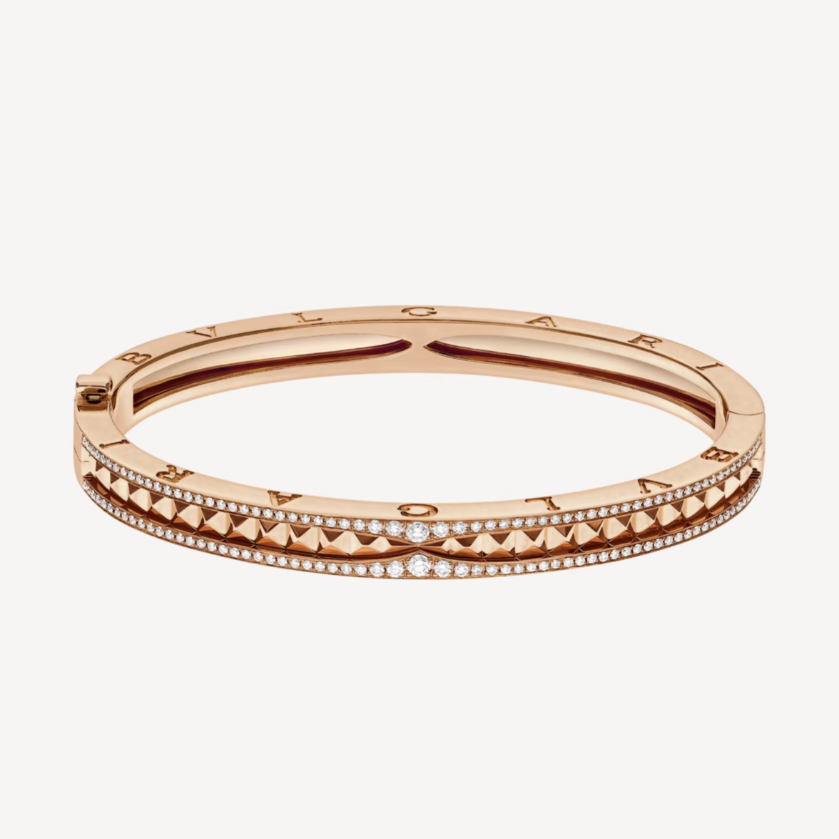 [⭐moonlume]ZERO 1 SPIRAL AND PAVED DIAMOND PINK GOLD BRACELET