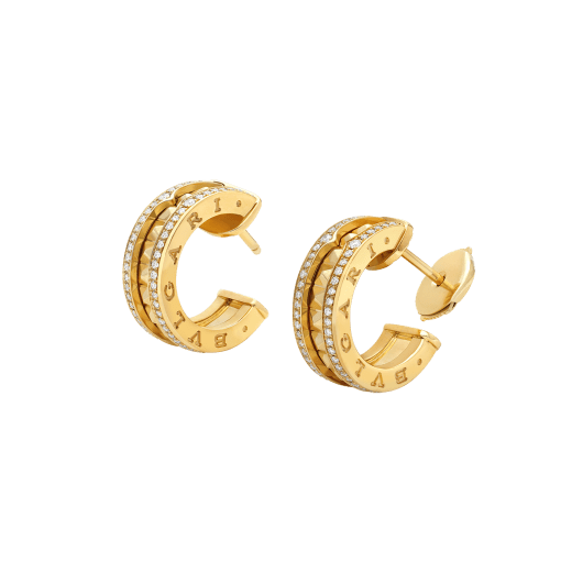 [⭐moonlume]ZERO 1 ROCK GOLD EARRINGS WITH STUDDED SPIRAL AND PAVED DIAMONDS