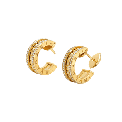 [⭐moonlume]ZERO 1 ROCK GOLD EARRINGS WITH STUDDED SPIRAL AND PAVED DIAMONDS