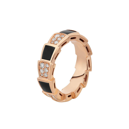 [⭐moonlume]SERPENTI RING PINK GOLD BLACK MOP DIAMOND PAVED 4MM