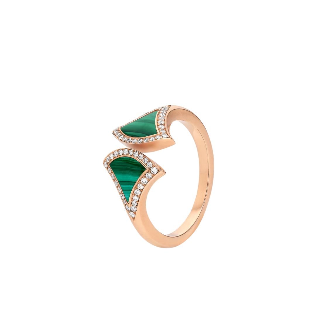 [⭐moonlume]DREAM MALACHITE DIAMOND OPEN RING