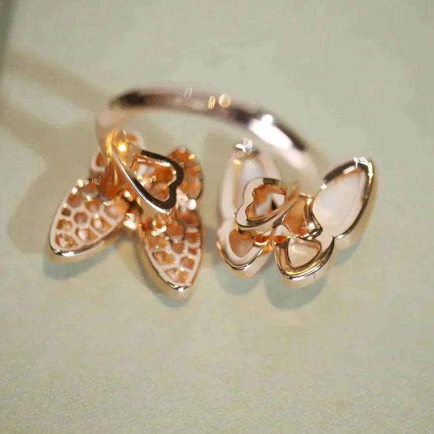 [⭐moonlume]TWIN BUTTERFLY DIAMOND MOP RING