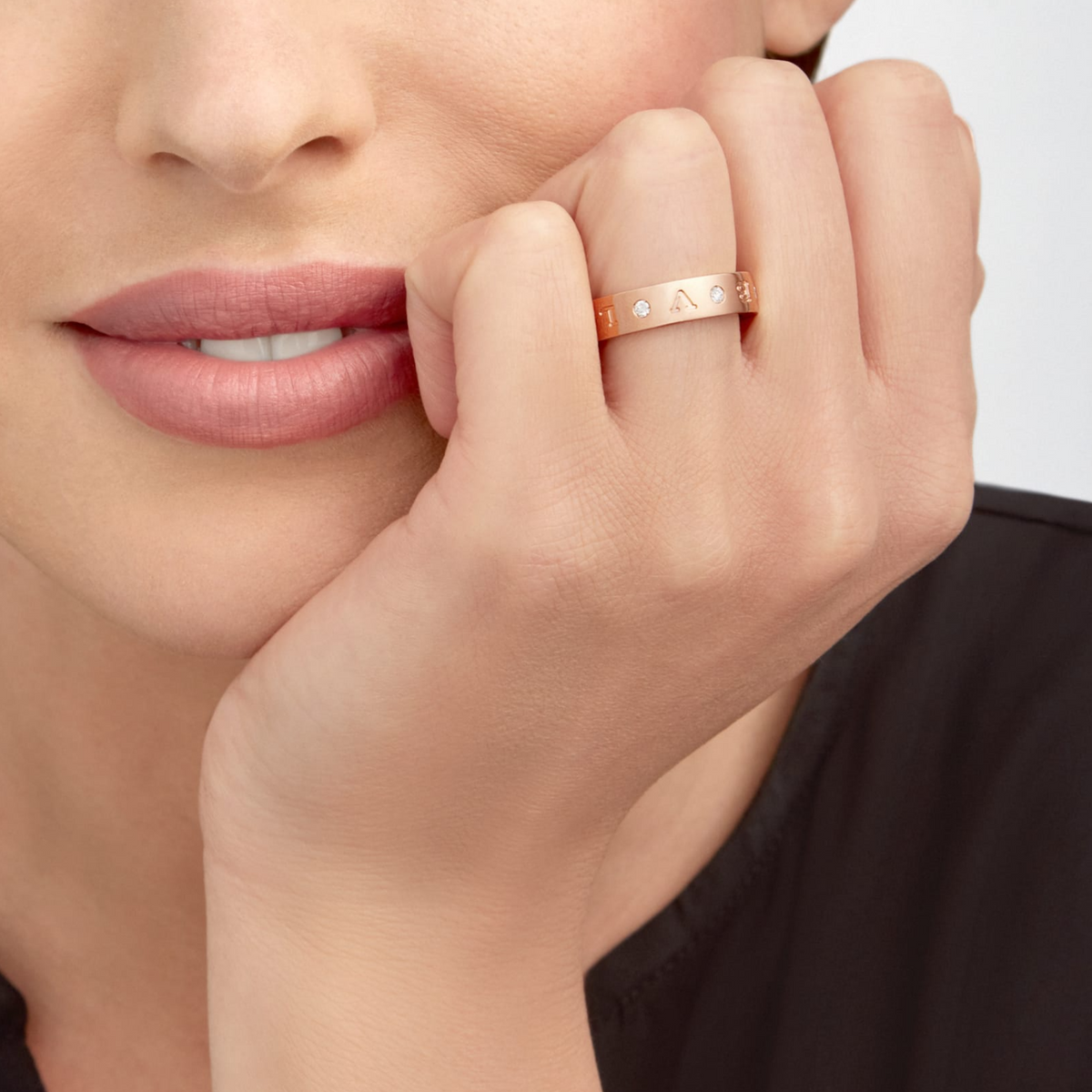 [⭐moonlume]ZERO 1 ESSENTIAL PINK GOLD BAND WITH DIAMONDS RING