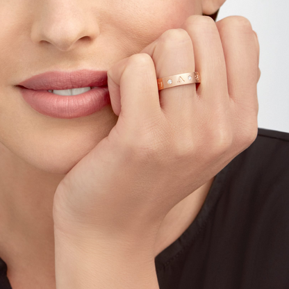 [⭐moonlume]ZERO 1 ESSENTIAL PINK GOLD BAND WITH DIAMONDS RING