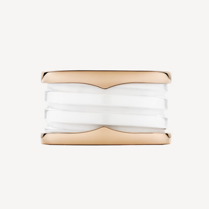 [⭐moonlume]ZERO 1 FOUR-BAND LOOPS AND WHITE CERAMIC SPIRAL PINK GOLD RING