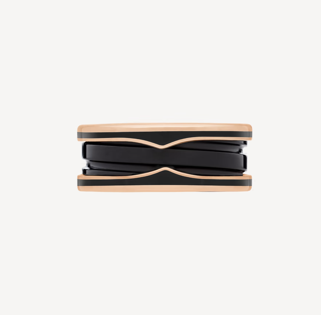 [⭐moonlume]ZERO 1 TWO-BAND WITH MATTE BLACK CERAMIC PINK GOLD RING