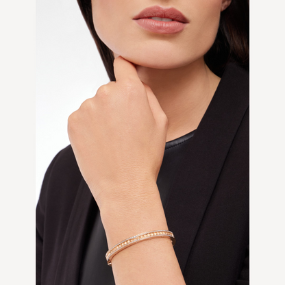 [⭐moonlume]ZERO 1 SPIRAL AND PAVED DIAMOND PINK GOLD BRACELET