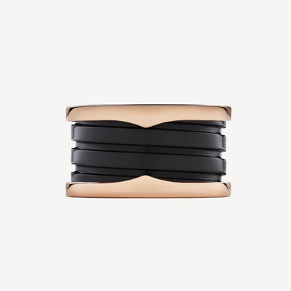 [⭐moonlume]ZERO 1 FOUR-BAND LOOPS AND BLACK CERAMIC SPIRAL PINK GOLD RING