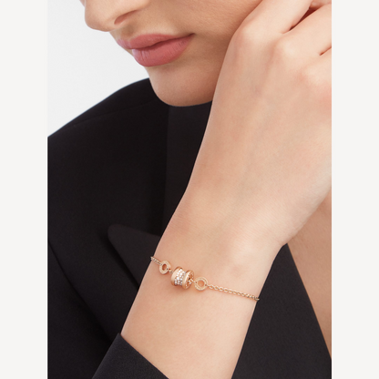 [⭐moonlume]ZERO 1 SOFT PINK GOLD WITH PAVED DIAMONDS ON THE SPIRAL BRACELET