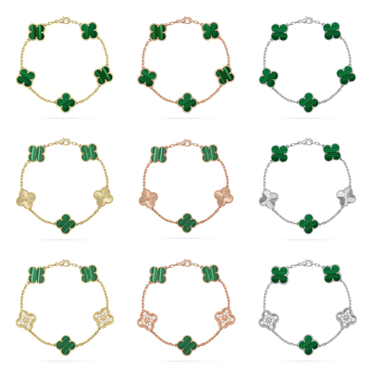 [⭐moonlume] CLOVER 5 MOTIF MALACHITE BRACELET COLLECTION