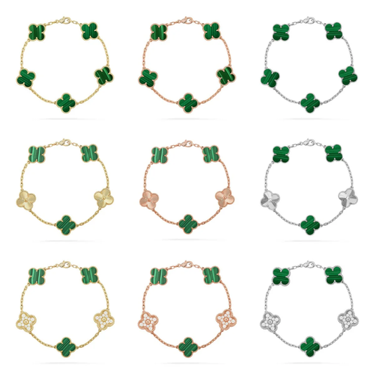 [⭐moonlume] CLOVER 5 MOTIF MALACHITE BRACELET COLLECTION