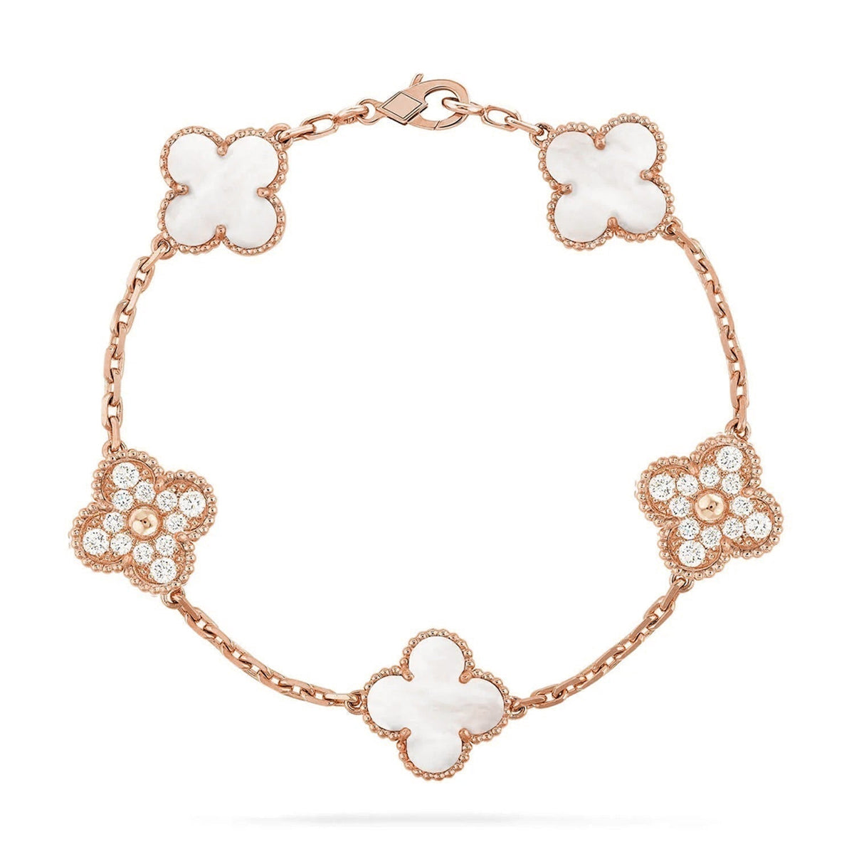 [⭐moonlume]CLOVER WHITE PEARL MOP 5 MOTIF BRACELET COLLECTION