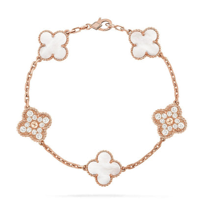 [⭐moonlume]CLOVER WHITE PEARL MOP 5 MOTIF BRACELET COLLECTION