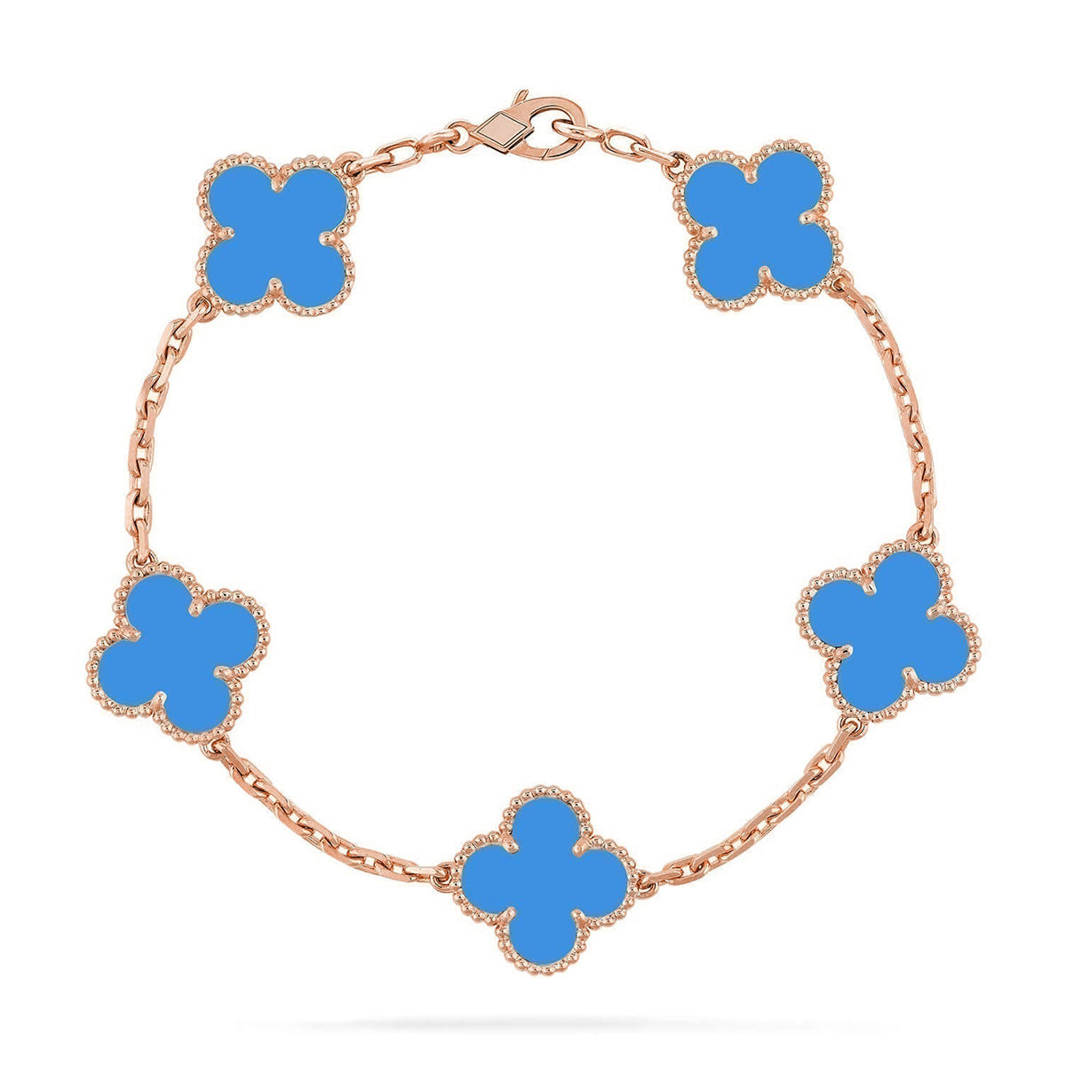 [⭐moonlume] CLOVER 5 MOTIF BLUE AGATE BRACELET COLLECTION