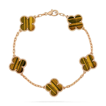[⭐moonlume] CLOVER 5 MOTIFS TIGER EYE BRACELET COLLECTION