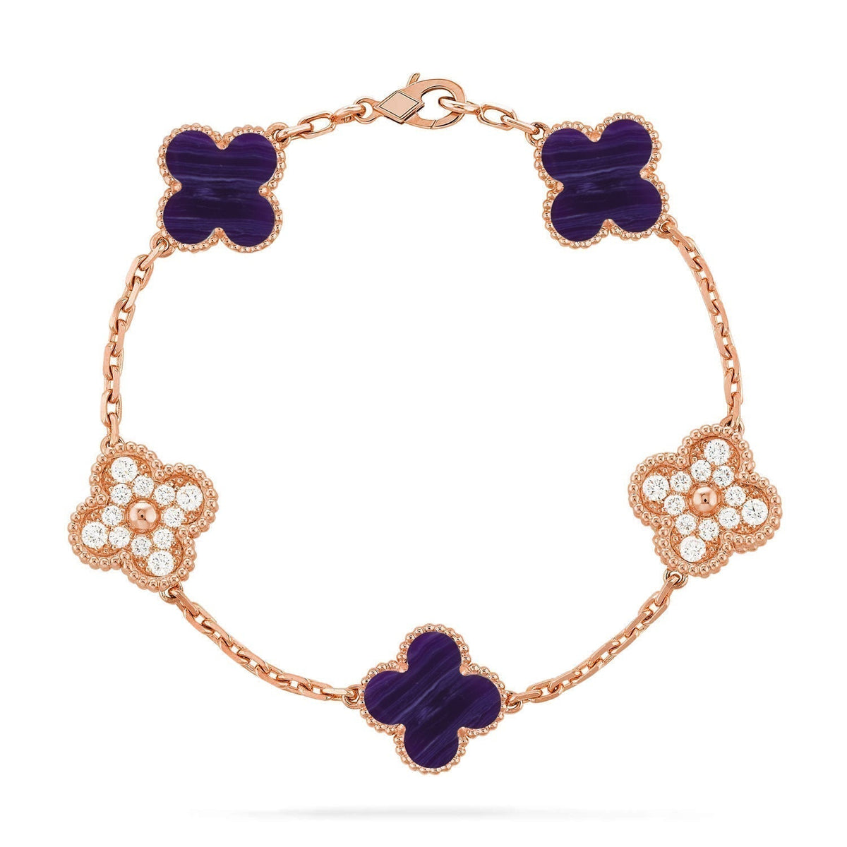 [⭐moonlume]CLOVER 5 MOTIF PURPLE STRIPES BRACELET COLLECTION