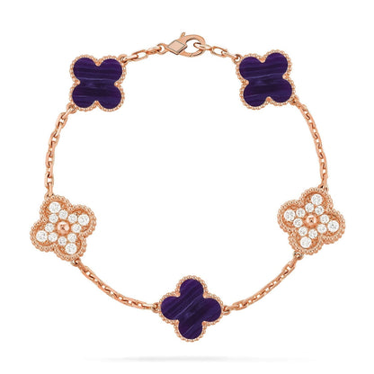 [⭐moonlume]CLOVER 5 MOTIF PURPLE STRIPES BRACELET COLLECTION