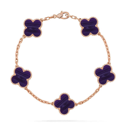 [⭐moonlume]CLOVER 5 MOTIF PURPLE STRIPES BRACELET COLLECTION