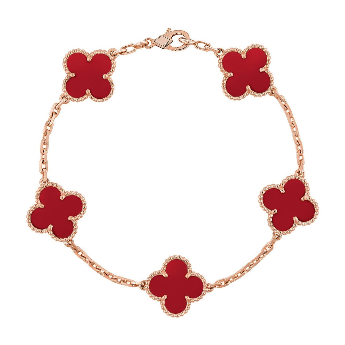 [⭐moonlume] CLOVER 5 MOTIF RED CORNELIAN BRACELET COLLECTION