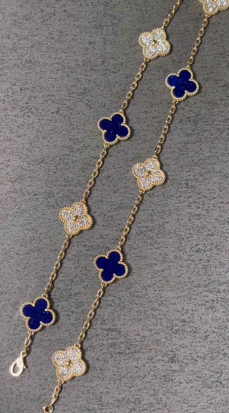 [⭐moonlume]CLOVER 10 MOTIFS DIAMONDS SET IN LAPIS LAZULI