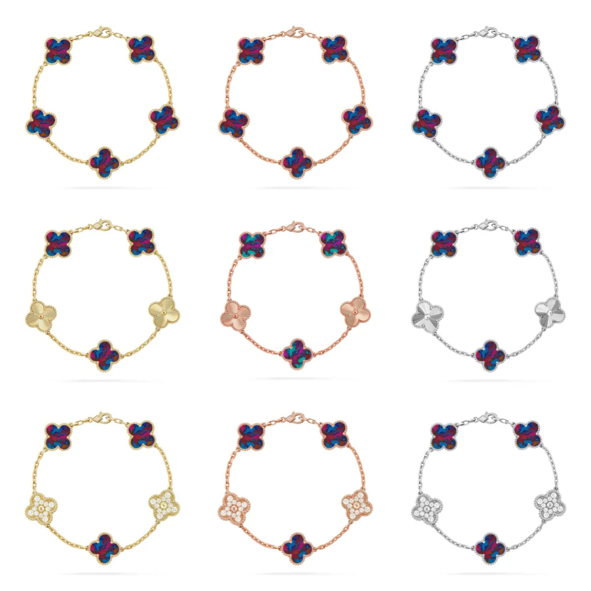 [⭐moonlume]CLOVER 5 MOTIF COLOR GEMSTONES BRACELET COLLECTION