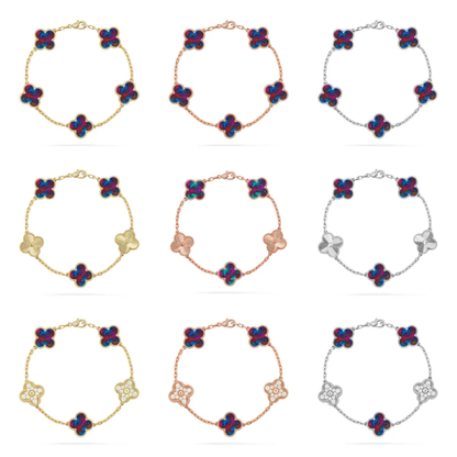 [⭐moonlume]CLOVER 5 MOTIF COLOR GEMSTONES BRACELET COLLECTION