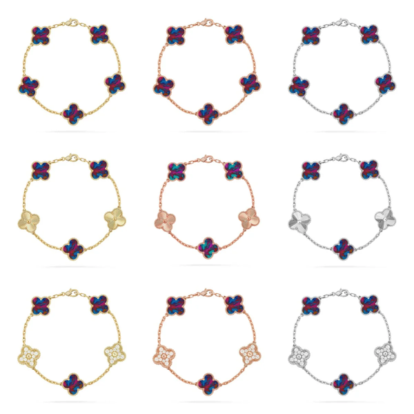 [⭐moonlume]CLOVER 5 MOTIF COLOR GEMSTONES BRACELET COLLECTION