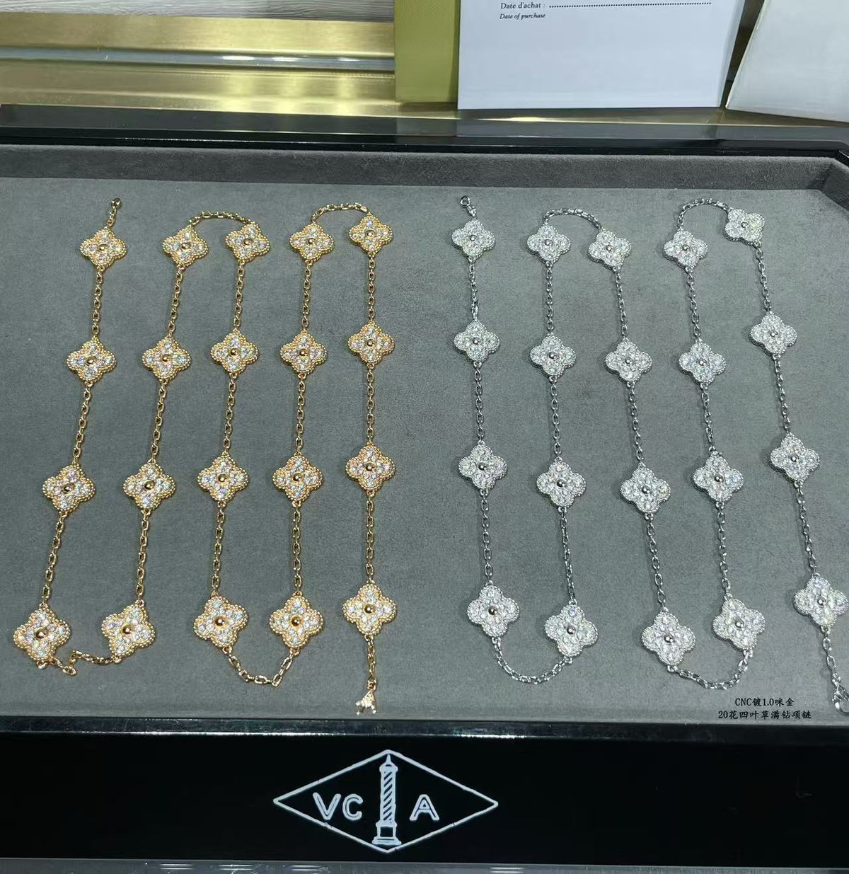 [⭐moonlume]CLOVER 20 MOTIFS FULL-DIAMOND NECKLACE