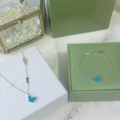 [⭐moonlume]BUTTERFLY TURQUOISE BUTTERFLY BRACELET SILVER