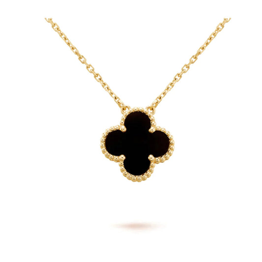 [⭐moonlume]CLOVER 15MM BLACK ONYX SINGLE FLOWER NECKLACE