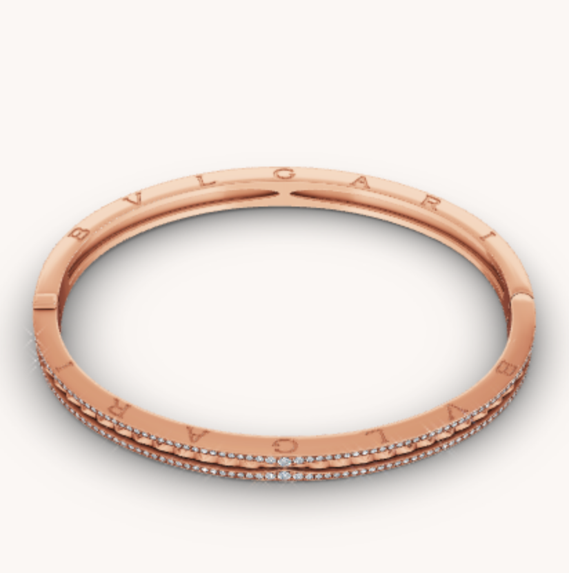 [⭐moonlume]ZERO 1 SPIRAL AND PAVED DIAMOND PINK GOLD BRACELET