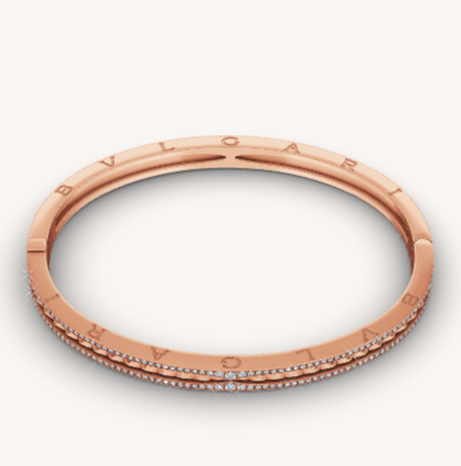 [⭐moonlume]ZERO 1 SPIRAL AND PAVED DIAMOND PINK GOLD BRACELET