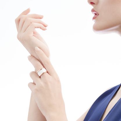 [⭐moonlume]ZERO 1 FOUR-BAND LOOPS AND WHITE CERAMIC SPIRAL PINK GOLD RING
