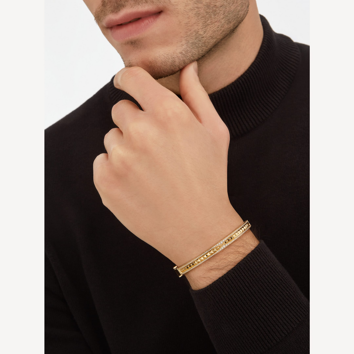 [⭐moonlume]ZERO 1 SPIRAL AND PAVED DIAMOND GOLD BRACELET