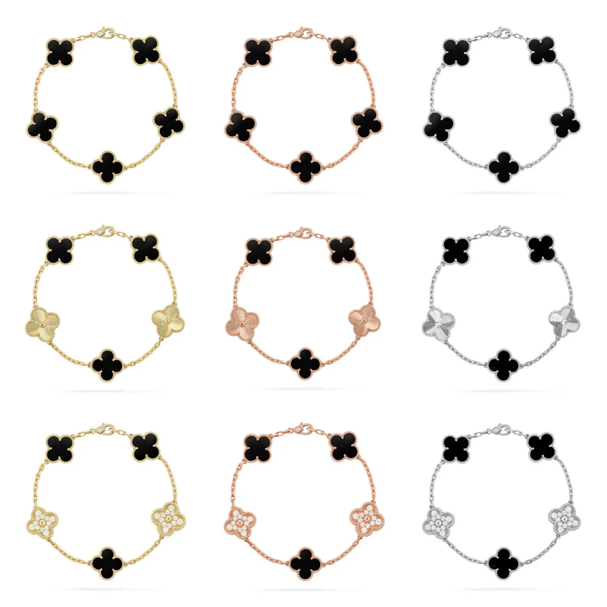 [⭐moonlume] CLOVER 5 MOTIF ONYXS BRACELET COLLECTION