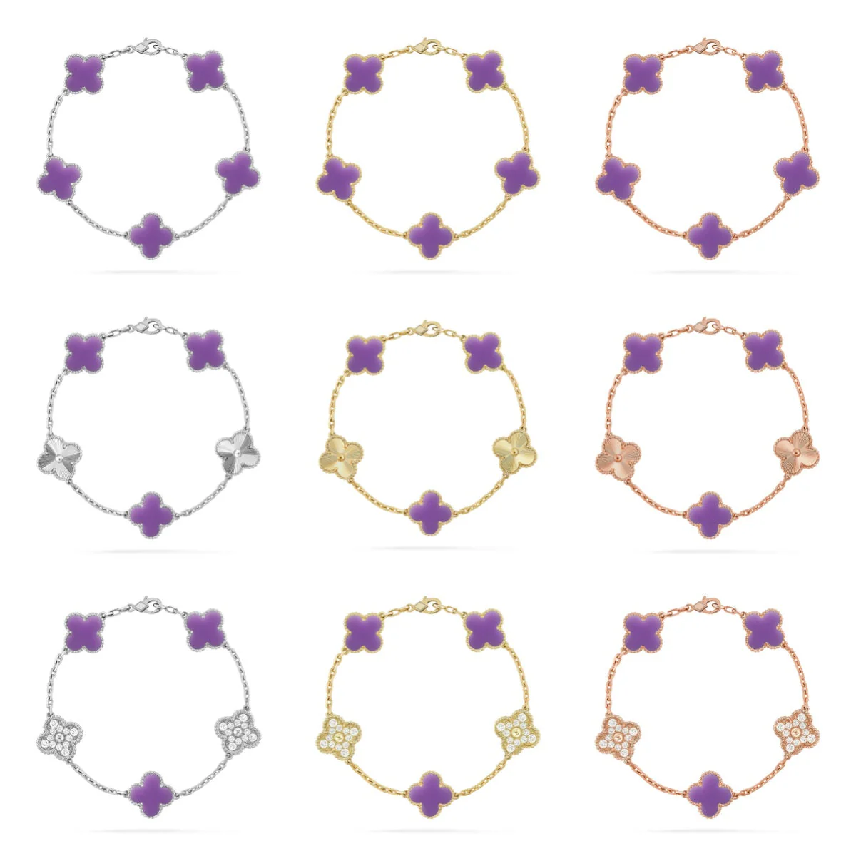 [⭐moonlume]CLOVER 5 MOTIF LIGHT PURPLE BRACELET COLLECTION
