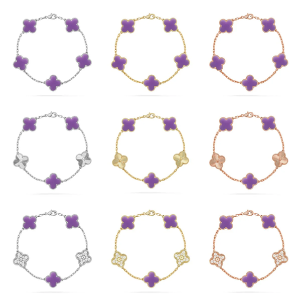 [⭐moonlume]CLOVER 5 MOTIF LIGHT PURPLE BRACELET COLLECTION