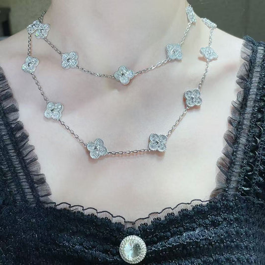 [⭐moonlume]CLOVER 20 MOTIFS FULL-DIAMOND NECKLACE
