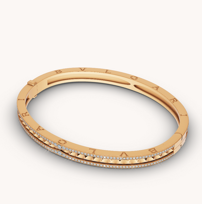 [⭐moonlume]ZERO 1 SPIRAL AND PAVED DIAMOND GOLD BRACELET