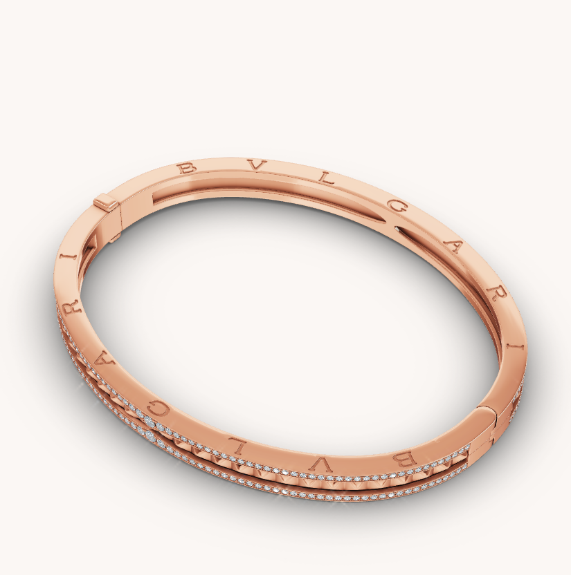 [⭐moonlume]ZERO 1 SPIRAL AND PAVED DIAMOND PINK GOLD BRACELET