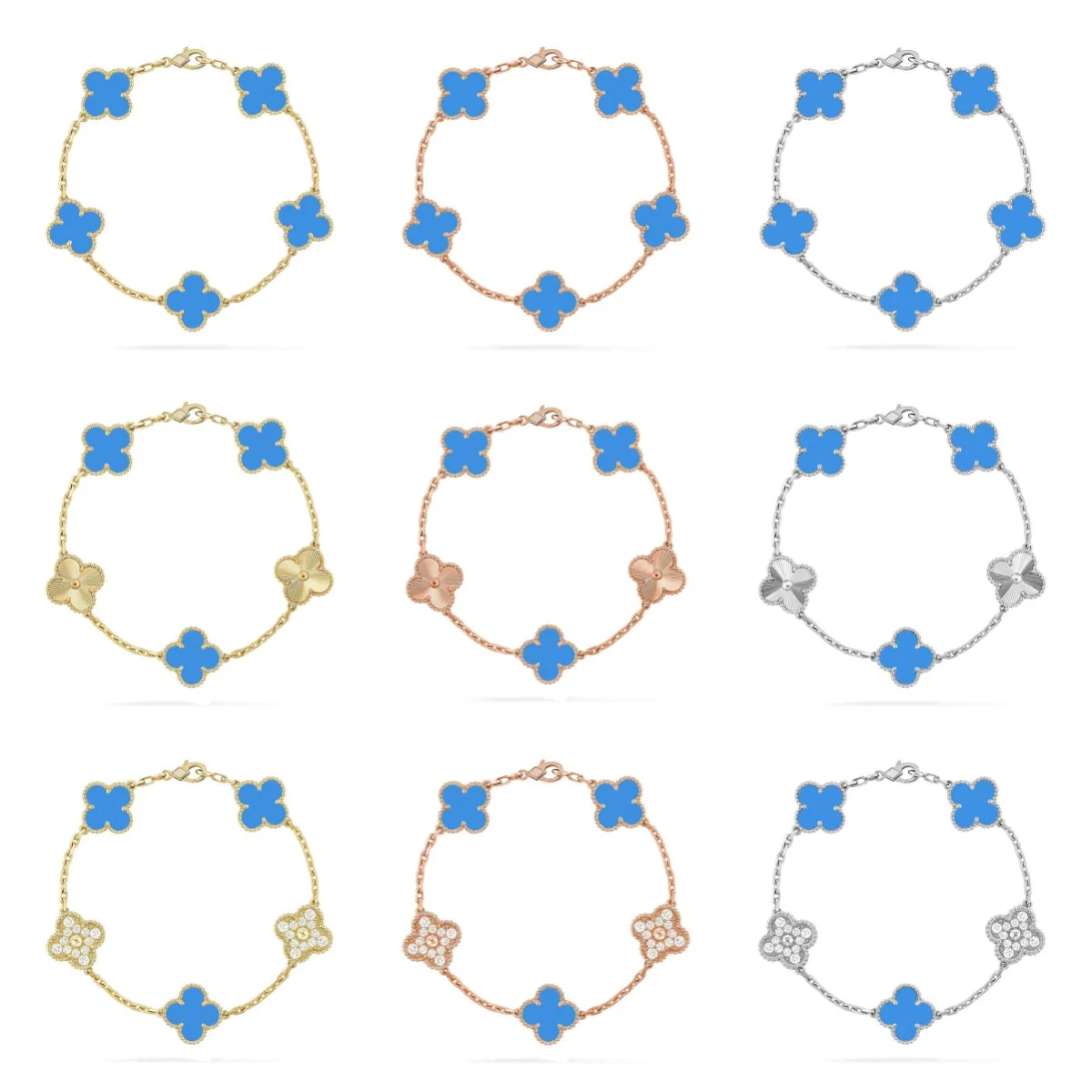 [⭐moonlume] CLOVER 5 MOTIF BLUE AGATE BRACELET COLLECTION