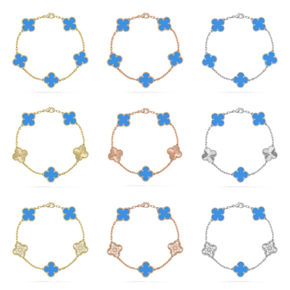 [⭐moonlume] CLOVER 5 MOTIF BLUE AGATE BRACELET COLLECTION