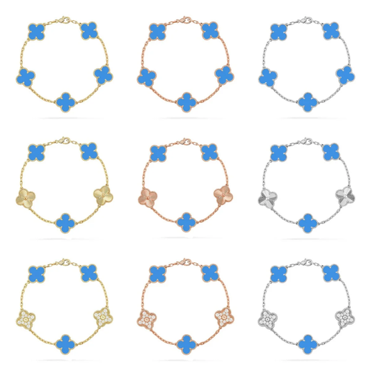 [⭐moonlume] CLOVER 5 MOTIF BLUE AGATE BRACELET COLLECTION