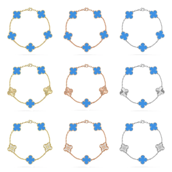 [⭐moonlume] CLOVER 5 MOTIF BLUE AGATE BRACELET COLLECTION