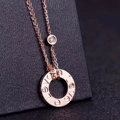 [⭐moonlume]LOVE NECKLACE 16MM 2 DIAMONDS