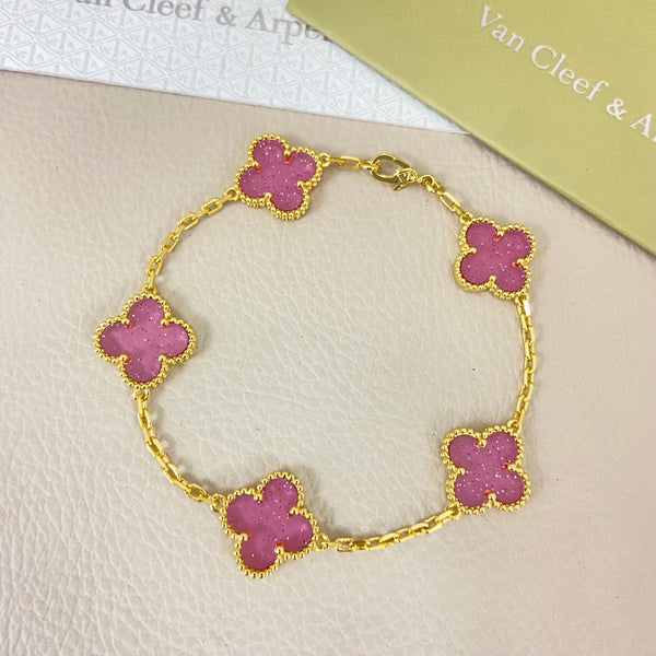 [⭐moonlume]NEW BUBBLE PINK ENAMEL 5-FLOWER BRACELET