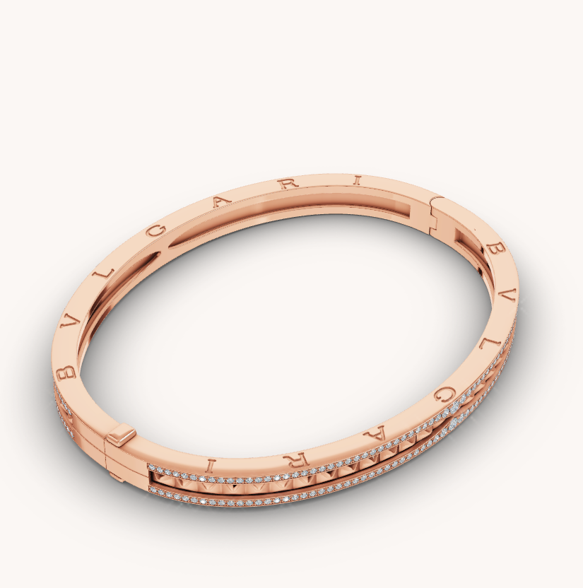 [⭐moonlume]ZERO 1 SPIRAL AND PAVED DIAMOND PINK GOLD BRACELET