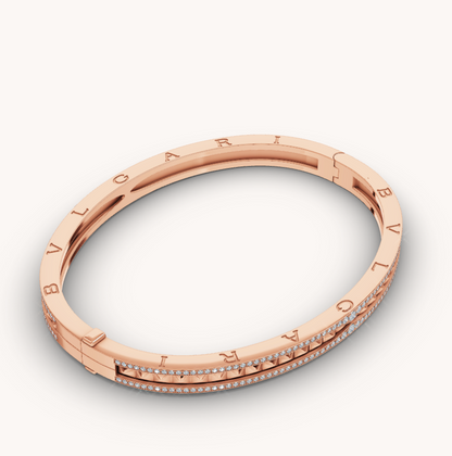 [⭐moonlume]ZERO 1 SPIRAL AND PAVED DIAMOND PINK GOLD BRACELET