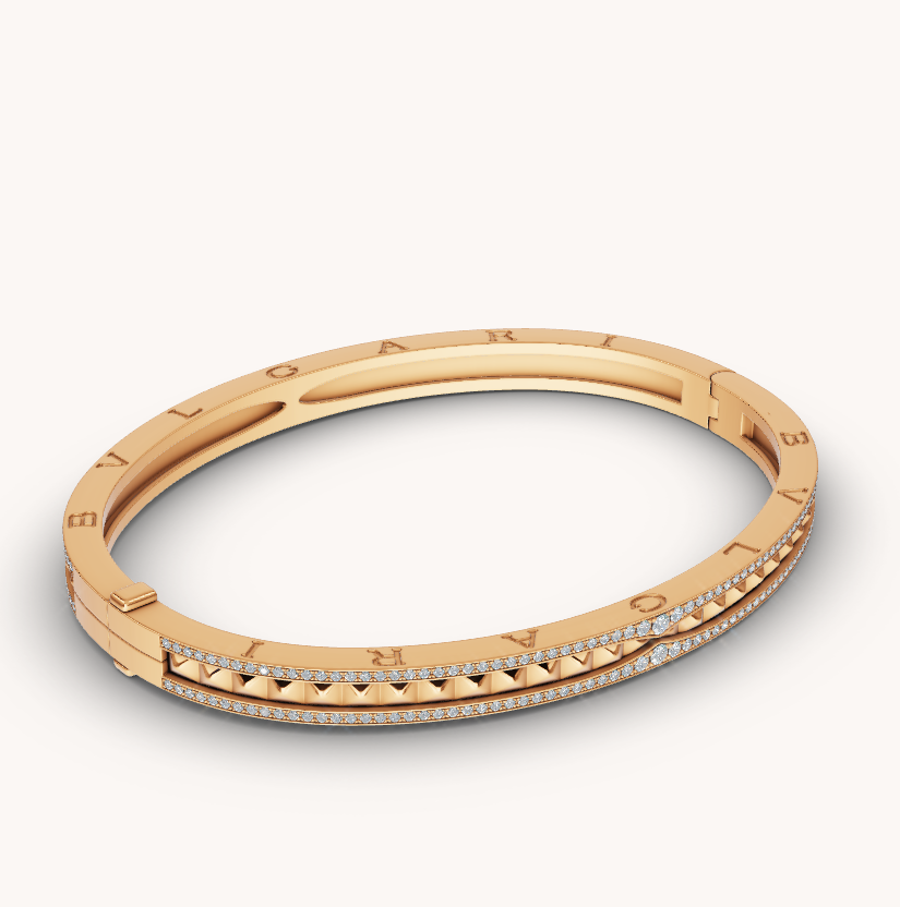 [⭐moonlume]ZERO 1 SPIRAL AND PAVED DIAMOND GOLD BRACELET