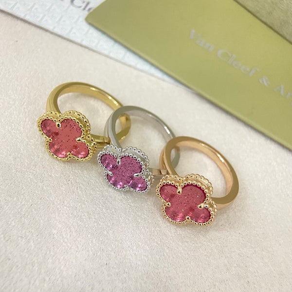 [⭐moonlume]NEW ROSE QUARTZ FOUR-LEAF CLOVER RING